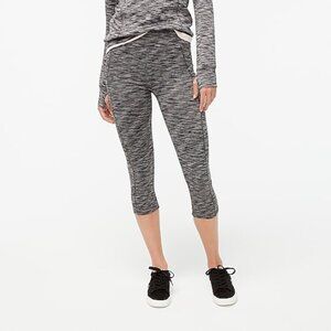 J Crew Athletic Leggings  Women Large Black Cropped Space-dyed Pants Side Pocket